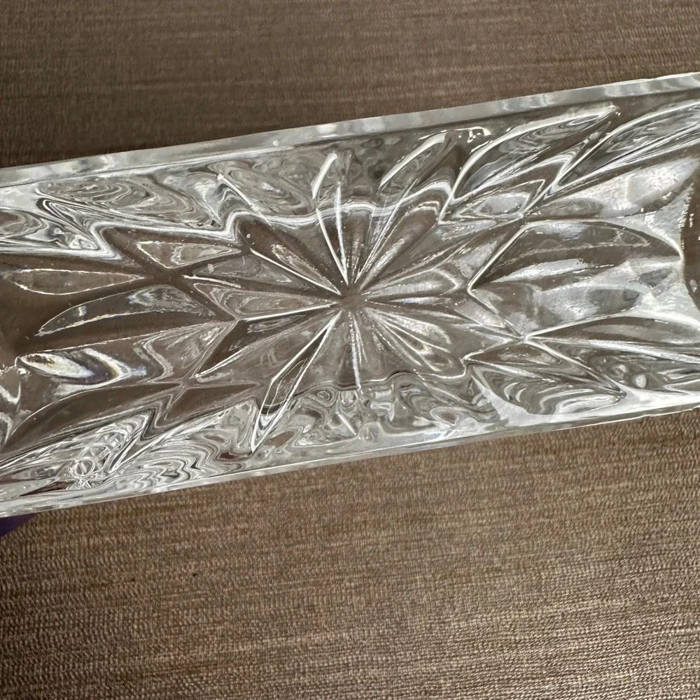 Crystal Glass Napkin/Letter Holder Cut Glass Starburst Design‎ Clear Heavy Duty